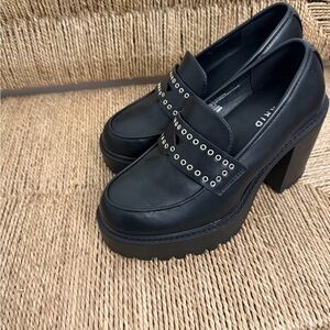 Studded Black Platform Loafers